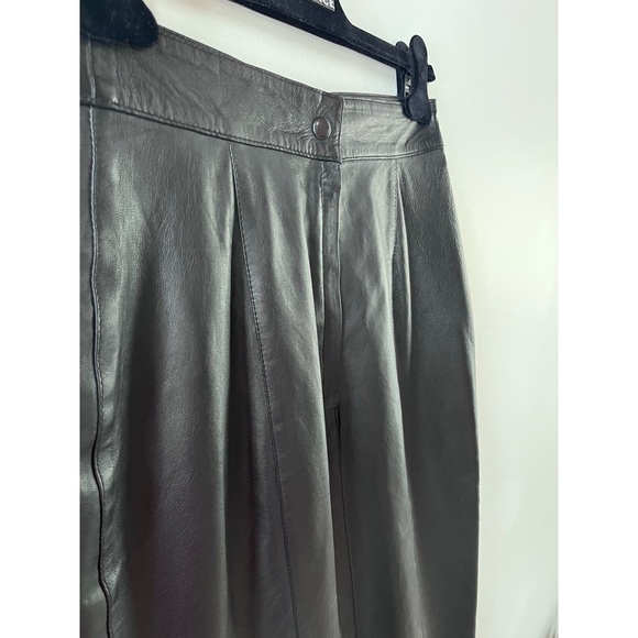 80s HIGH WAISTED LEATHER SKIRT - Picture 3 of 4
